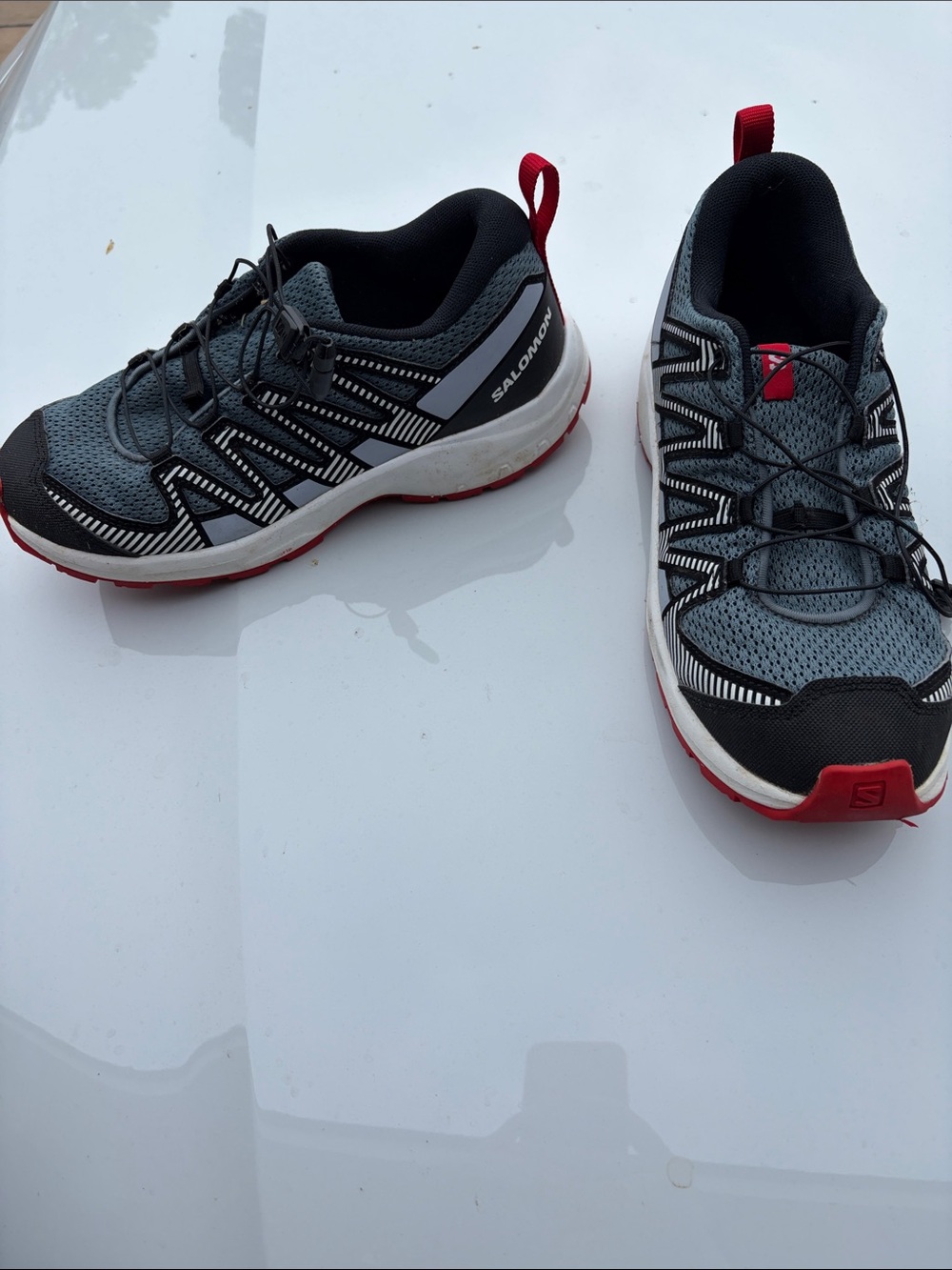 Salomon Kids Gray and Red Trail Running Sneakers